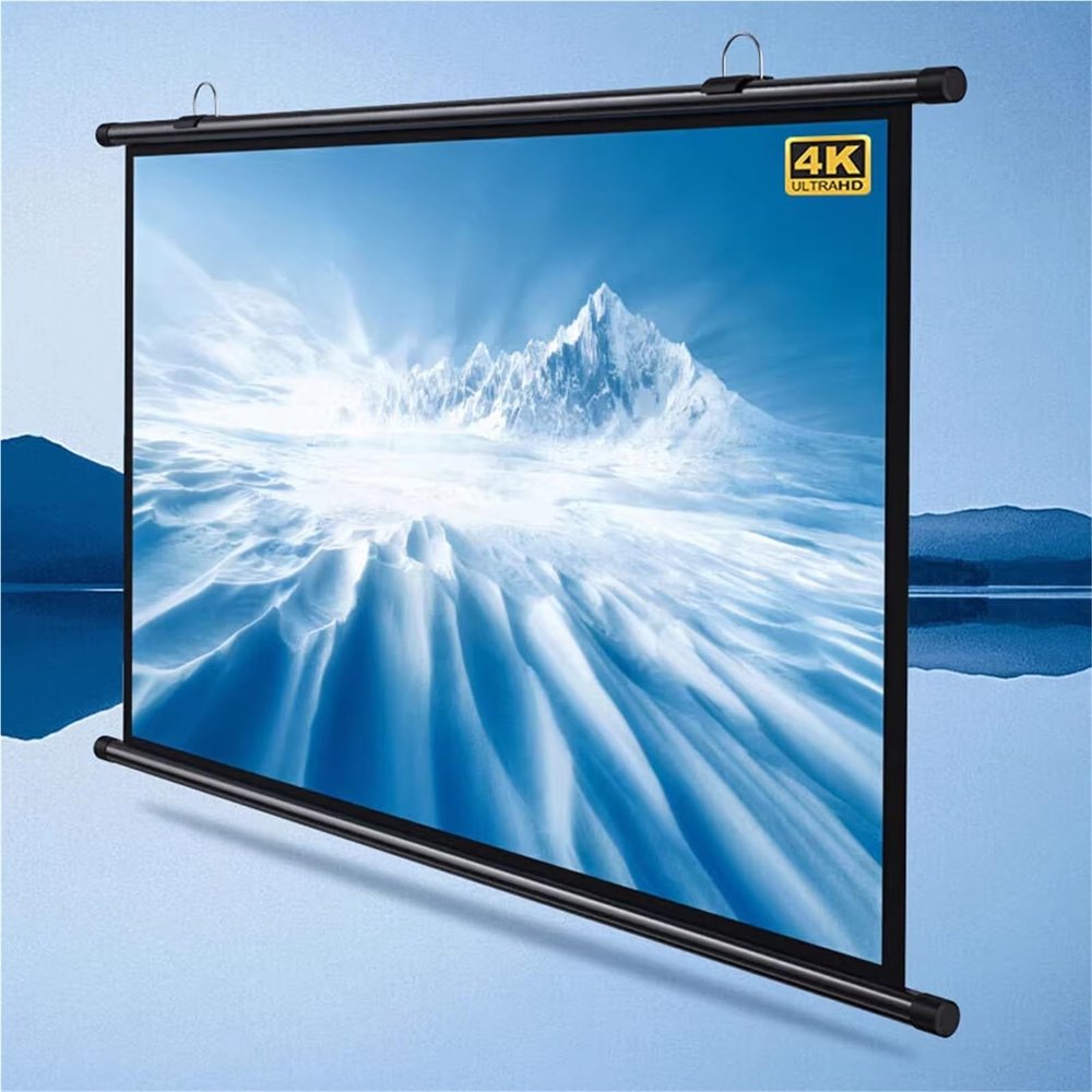 Portable Projector Screen 30" 40" 50" 60" 72" Manual Pull Down Projection Screen for Indoor Outdoor 4:3 16:9 4K HD Projections Movies Screen Easy Roll Up(30 Inch (4:3))