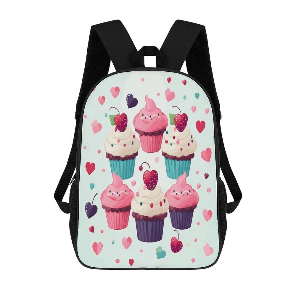 17 Inch Laptop Backpack Cupcake Candy Hearts Sweet Printed Lightweight Work Daypack Business Travel Backpack Waterproof Backpack for Women Men