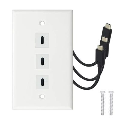 lowmountainswere USB 3.1 T/ype-C/i Male to T/ype-C/i Female Panel Mount Insert Adapter Compatible with The Wall Socket Face Plate Adapter Cable &Connectors Wall Plate(3 Prot)
