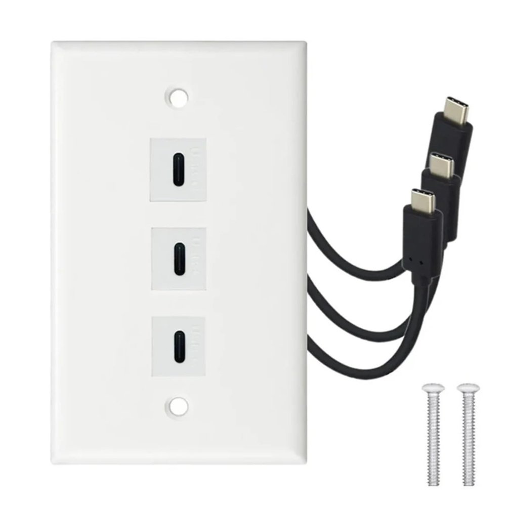 lowmountainswere USB 3.1 T/ype-C/i Male to T/ype-C/i Female Panel Mount Insert Adapter Compatible with The Wall Socket Face Plate Adapter Cable &Connectors Wall Plate(3 Prot)