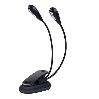 6 Beads Double Adjustable Arm LED Clip On Light Portable Mini Reading Lamp for Music Stand Night Reading with USB Cable Great Accessory for Anywhere Handy (8 LED Beads