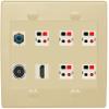 2 Gang Spring Clip Style 5.1 Speaker Wall Plate With 1 Port HDMI TOSLINK RCA Connectors - Flat 2 Gang [Ivory/Ivory] view 1