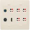 2 Gang Spring Clip Style 5.1 Speaker Wall Plate With 1 Port HDMI TOSLINK RCA Connectors - Flat 2 Gang [Light Almond] view 1