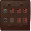 2 Gang Spring Clip Style 5.1 Speaker Wall Plate With 1 Port HDMI TOSLINK RCA Connectors - Flat 2 Gang [Brown/Brown] view 1
