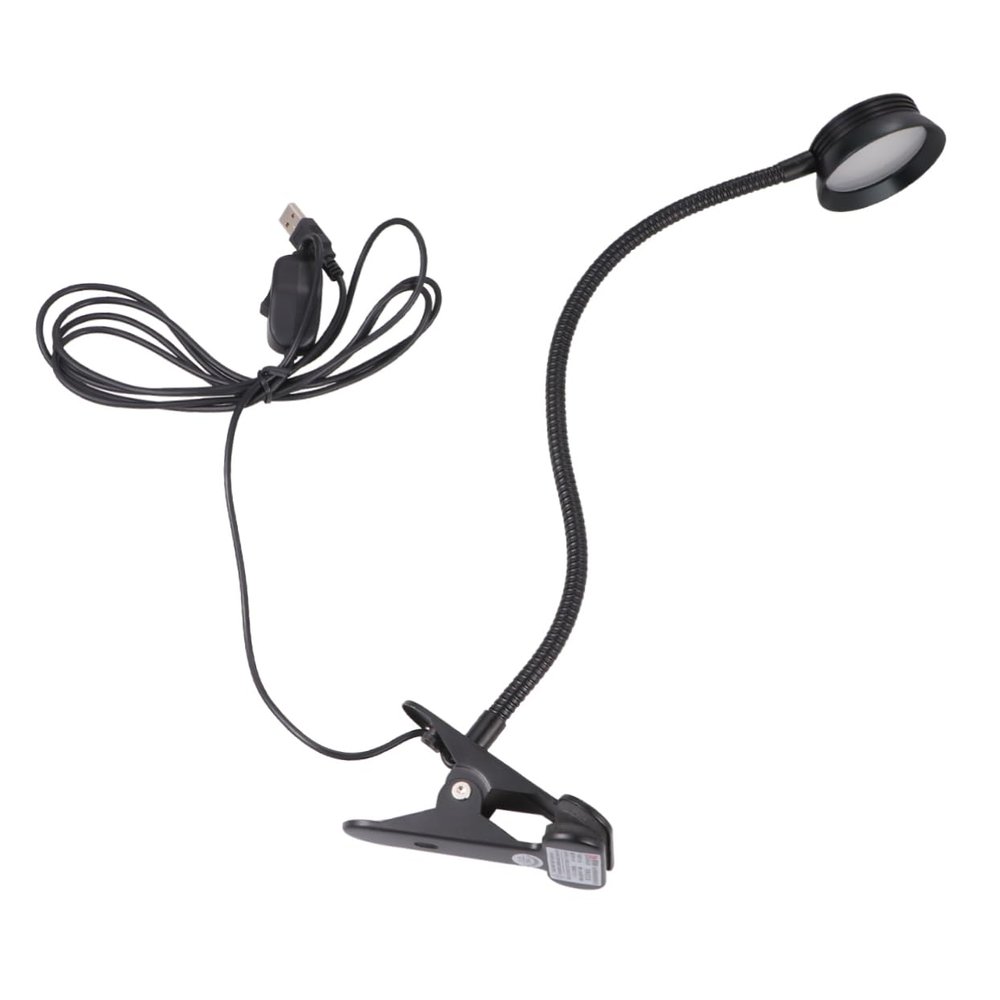 Angoily USB Led Reading Lamp Flexible Gooseneck Level Brightness Clip Design for Bedside Travel Eye-Care Illumination for Reading Hobbies and Camping Black