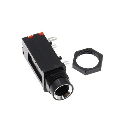 BHUPWZE 100PCS PJ-309 6.35mm Audio Jack 3Pin Stereo Audio Socket Microphone Welding Line/Microphone Socket PJ309(100PCS Black Nut)
