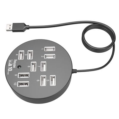Housoutil USB Splitter 10 Port USB Hub Laptop Accessory Data Dock Station Easy Connection Cable