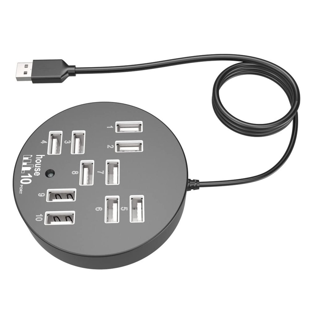 Housoutil USB Splitter 10 Port USB Hub Laptop Accessory Data Dock Station Easy Connection Cable