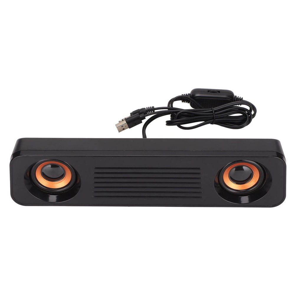 ANGGREK Surround Sound Quality, 2 Speakers and 2 Sound Guide Holes, Long Speaker for TV Computer, Portable Wired Desktop Speaker with Exquisite Appearance, Golden Diaphragm, Stand up