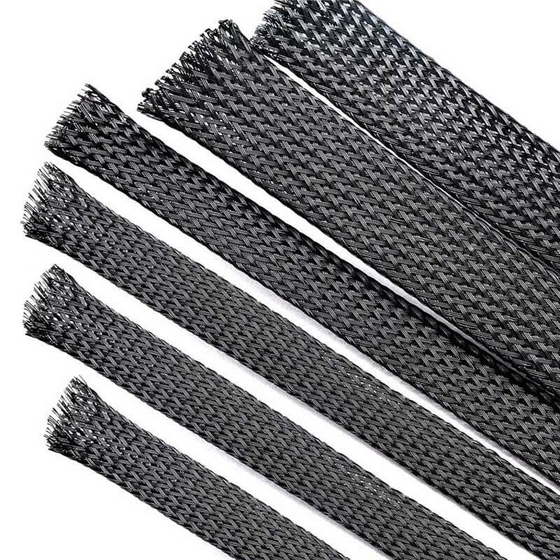 1mm-100mm black expandable braided nylon mesh PET sleeve cable sleeve/sheath/automatic wiring harness instrument - (Color: Black, Inside Diameter: 60mm 1Meter)