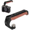 Camera Top Handle with 3 Cold Shoes, Ergonomic Lightweight Cold Shoe Top Handle, Aluminum Alloy Wooden Grip for DSLR Camera Cage view 1