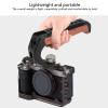 Camera Top Handle with 3 Cold Shoes, Ergonomic Lightweight Cold Shoe Top Handle, Aluminum Alloy Wooden Grip for DSLR Camera Cage view 2