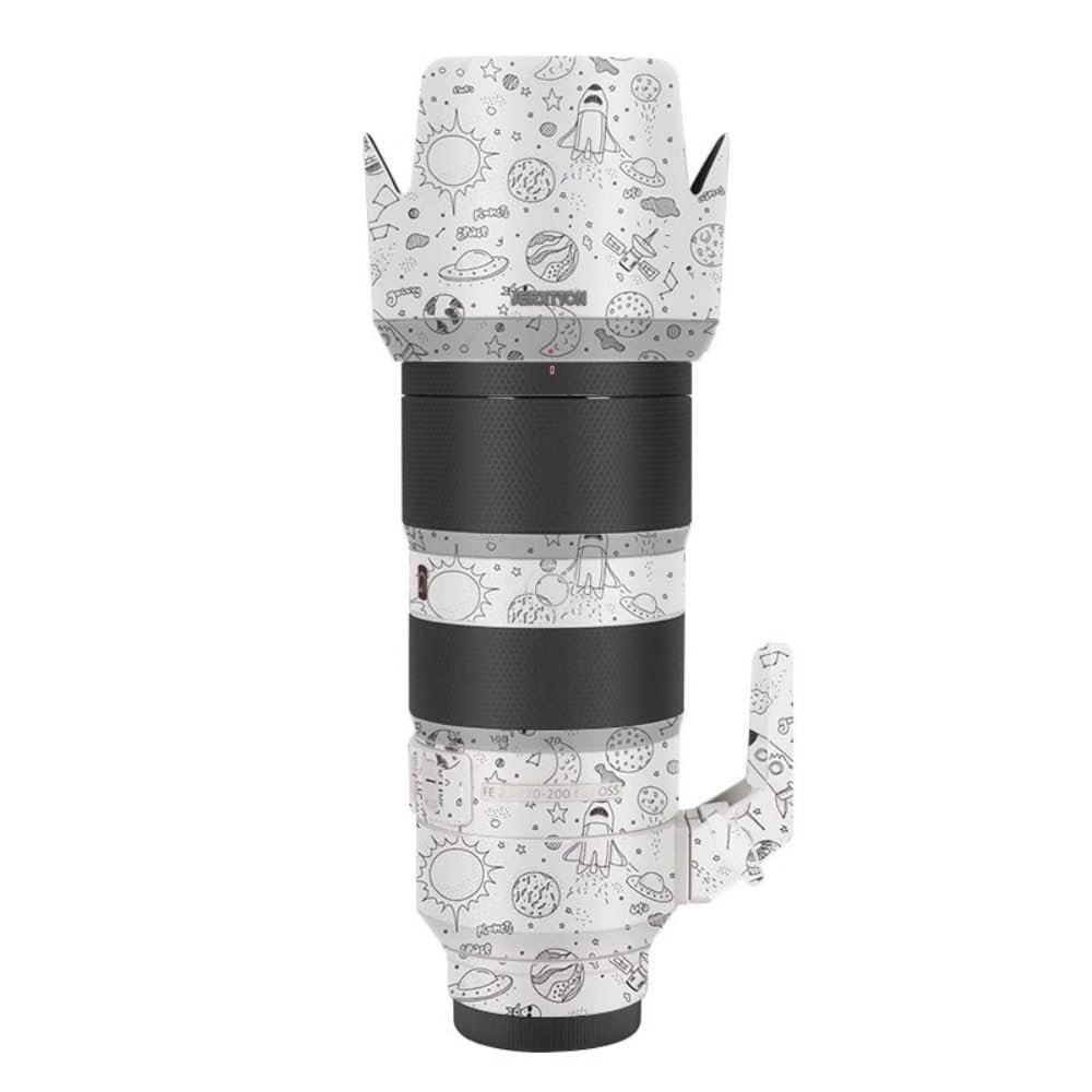 Skin Lens Camera Accessories Vinyl Wrap Body Protective Film for Sony FE 70-200mm F2.8 GM OSS Sticker Protector Decals FE 2.8/70-200 GM OSS 2.8 (Cartoon Space White)