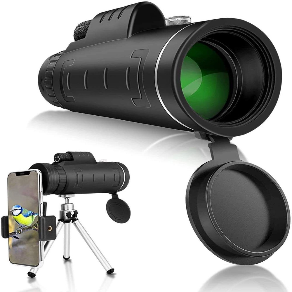 Portable Monocular Adult Monocular Telescope 40X60 High Power Monocular with Smartphone Holder & Tripod with and Clear BAK4 Prism for Bird Watching Camping Hiking Match