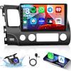 [6G+128G] 8-Core Car Radio for Honda Civic 2006-2011 Android Car Stereo with Bluetooth GPS,Hodozzy 10.1 Inch Touch Screen with Wireless Carplay Android Auto,WiFi USB,DSP,FM RDS view 1