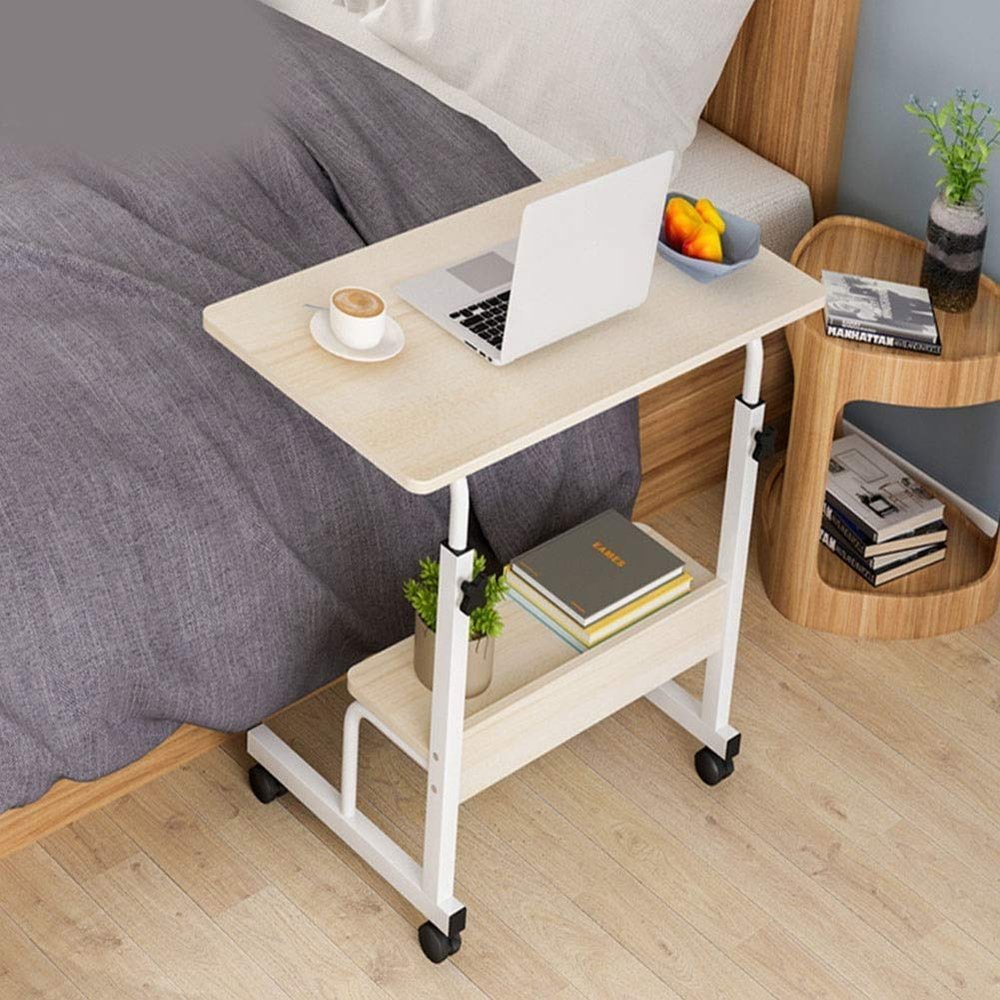 5JJJLOOOPP Laptop Table Over Bed Sofa Couch Rolling Wheel End Table Coffee Table Height Adjustable Overbed Laptop Cart Mobile Computer Desk Hospital Food Tray Desk W (Color C Size 80x40cm) B 60x40cm