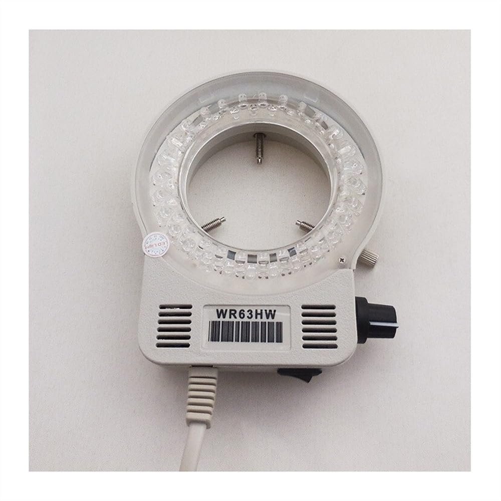 JOEBO Microscope Kit Microscope Illuminators 56 LED Microscope Blue White Ring Light Illuminator Lamp, Brightness Adjustable Microscope Lens Adapters(White Shell)