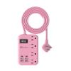 6 USB(2 USB C) Pink Extension Cord- 5Ft Travel Power Strip with 24W USB Charging Station and 4 Outlets, Pink Desk Accessories with Surge Protector for Cute Kawaii Gifts College Dorm Desk view 1