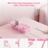 6 USB(2 USB C) Pink Extension Cord- 5Ft Travel Power Strip with 24W USB Charging Station and 4 Outlets, Pink Desk Accessories with Surge Protector for Cute Kawaii Gifts College Dorm Desk view 4
