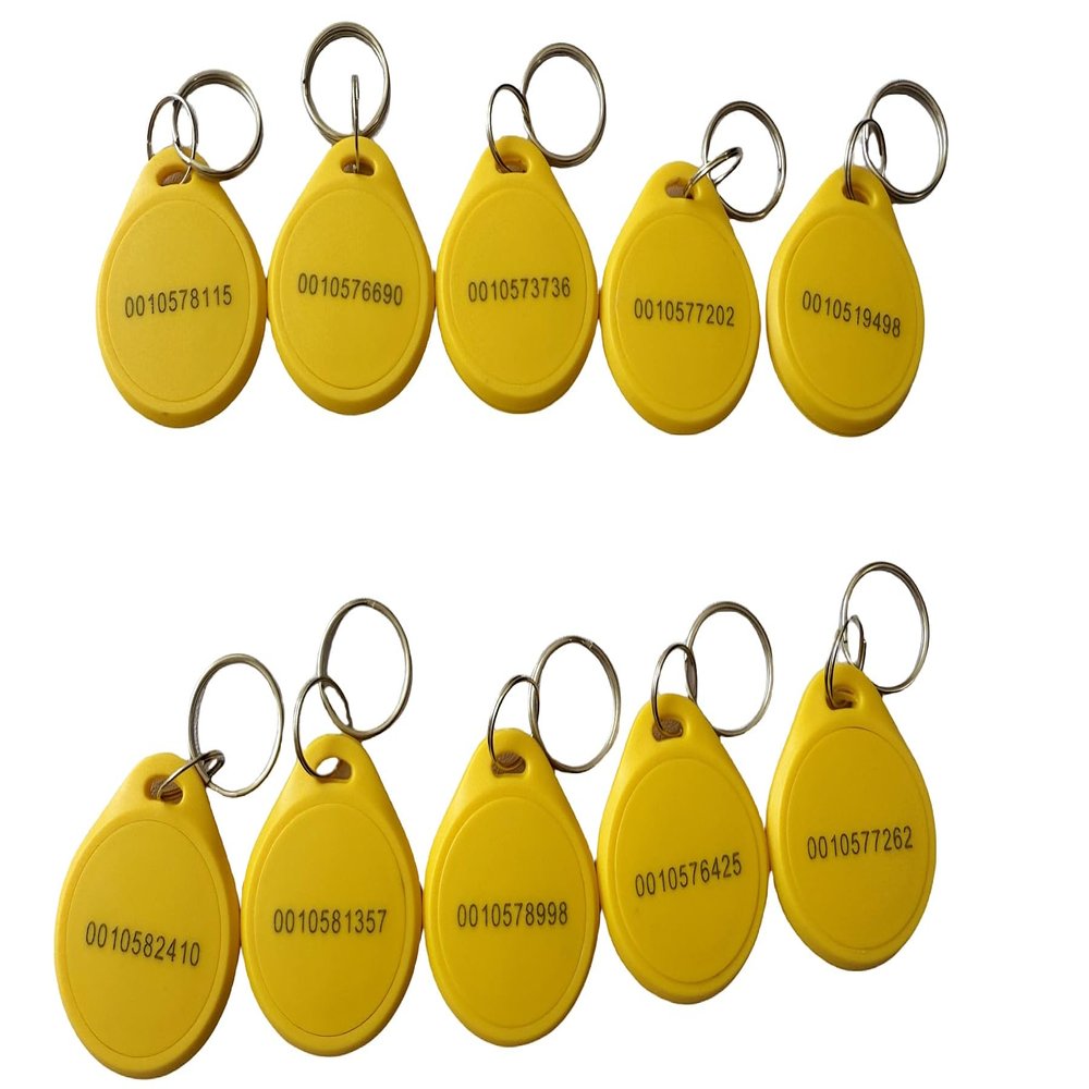 10pcs Dual Frequency Yellow RFID Keychain, Compatible with 13.56mHz IC and 125kHz ID NFC Identity Access Control Keychain