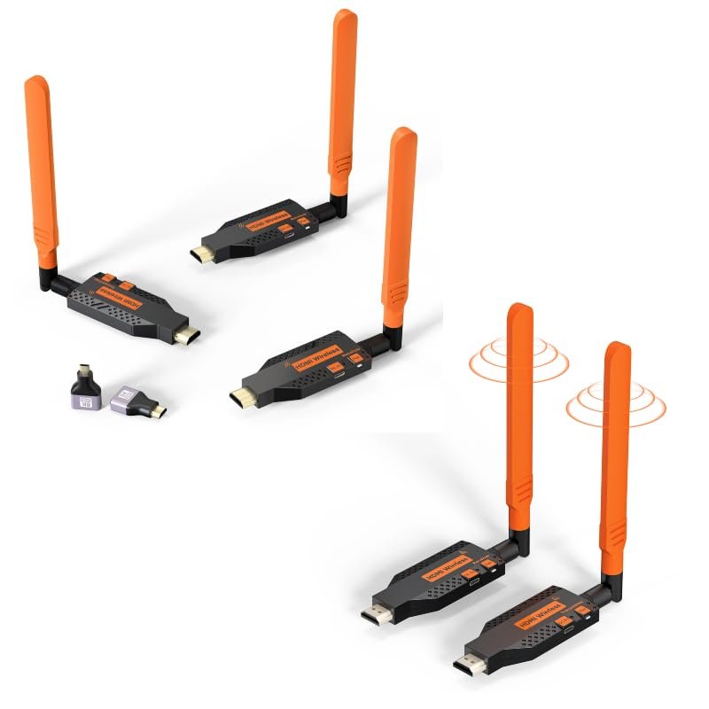 Coolpie Wireless HDMI Transmitter and Receiver, Long Range 150M/450Ft, 1080P HD Streaming, Plug & Play +Coolpie Wireless HDMI Transmitter and 2 Receivers, Plug and Play, 350FT Long Range, 2.4G/5G