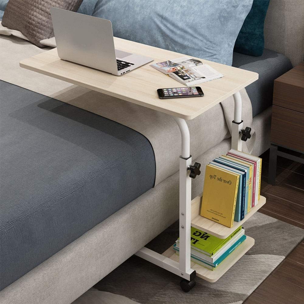 Laptop Table Side Table Lap Table Overbed Table Adjustable with Wheels Portable Multifunctional Removable Laptop Desk Bed Sofa Home Office Hospital Senior Elderly Patient W (Color B) A (A)