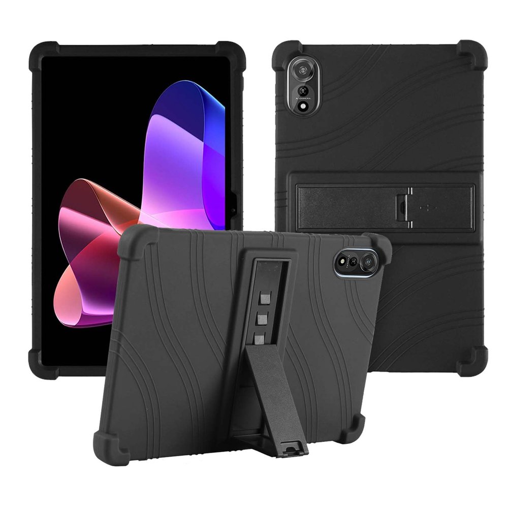 Case for Blackview MEGA 2 / Oscal Pad 100 Tablet 12 inch,Soft Silicone Protector Cover,Kids Friendly,Adjustable Stand Tablet Cover,4 Corners Thicken Shockproof,Black