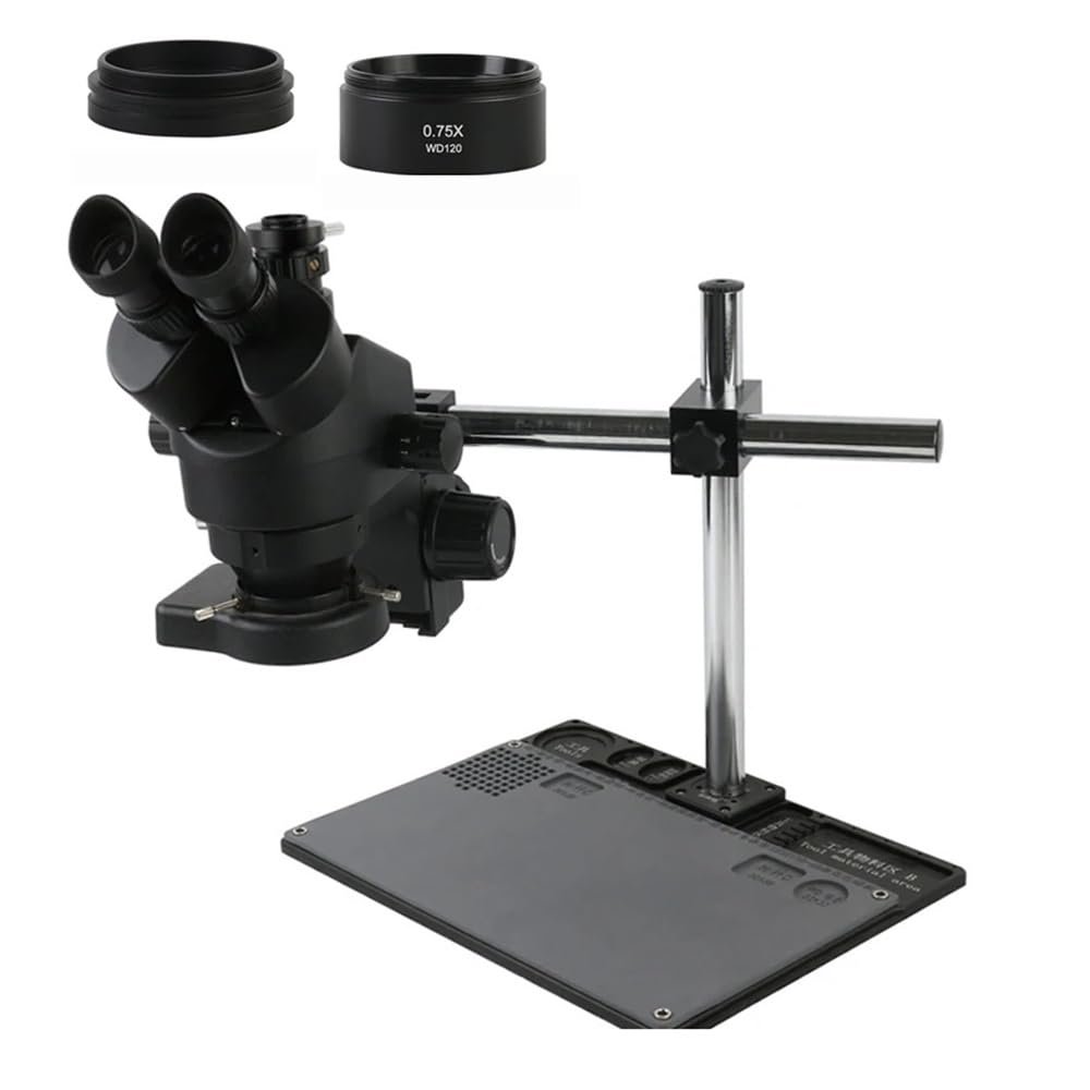 UHRLGHS Microscope Accessories Kit 7-45X 3.5X-90X Trinocular Stereo Zoom Microscope Phone Soldering Repair Platform Stand with 0.5X 1.0X 0.7X 2.0X Objective Lens Microscope Slides(A with 1.0X 0.75x)