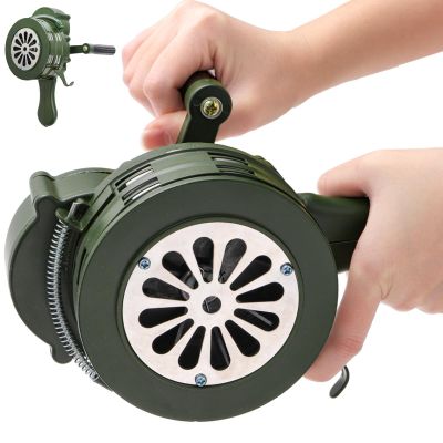 Acshio Hand Crank Siren Horn, 110 DB Loud Emergency Safety Manual Siren, Portable Metal Manual Handheld Air Raid Siren Fire Alarm for Self Protection, Home, Sport Event, Green