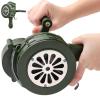 Acshio Hand Crank Siren Horn, 110 DB Loud Emergency Safety Manual Siren, Portable Metal Manual Handheld Air Raid Siren Fire Alarm for Self Protection, Home, Sport Event, Green view 1