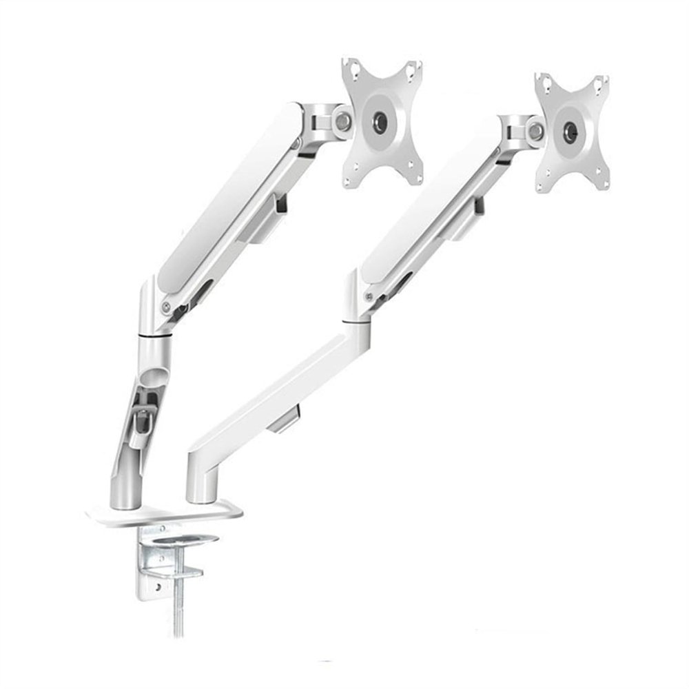 JOMRTS Monitor Stand Dual Monitor Mount for Most 17-30 Inch Srceens, Each Arm Holds Max 19.8lbs, Height-Adjustable Gas Spring Dual Monitor Stand with VESA 75mm or 100mm Monitor (White)