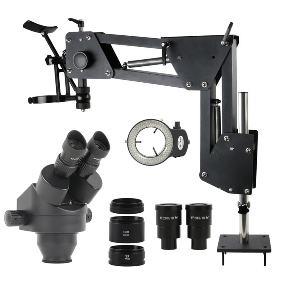 UHRLGHS Microscope Accessories Kit 3.5X-90X 180X Binocular Stereo Microscope Magnifier Telescopic Rotating Gimbal Stand Barlow Lens Eyepieces Microscope Slides(A Black)