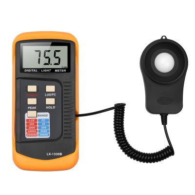 Irfora Digital Illuminance Meter Manual 200 to 200,000 Lux LCD Photometer Portable Handheld Luxmeter with Peak Measurement Intensity Tester for Industrial Lab Plants