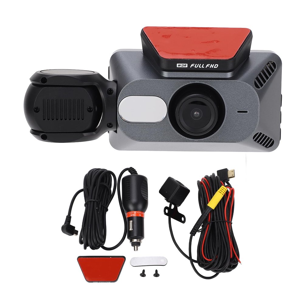 3 Channel Dash Cam, 1080P 480P 480P Triple Car Camera, IR Night Vision, 24 Hours Parking Mode, Loop Recording, with High Definition Rear Recording, for Safer Parking