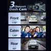 3 Channel Dash Cam, 1080P 480P 480P Triple Car Camera, IR Night Vision, 24 Hours Parking Mode, Loop Recording, with High Definition Rear Recording, for Safer Parking view 2