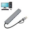 7 in 1 USB Type C Hub with Aluminium Alloy, Including 5 USB Ports and 2 Type C Ports Adapter, Compatible with Phones, Computers, Tablets, and Laptops view 2