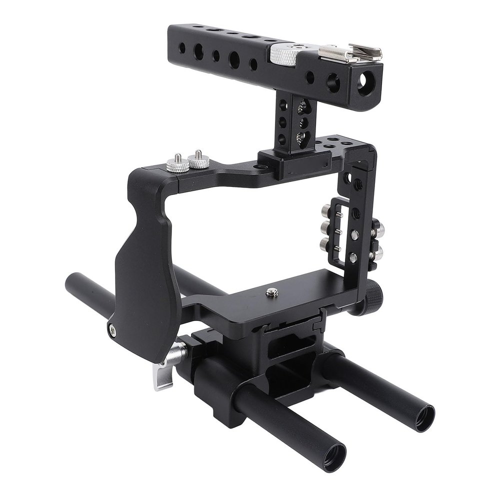 DSLR Rig Camera Cage Stabilizer with Matte Box Follow Focus, Supports for A6300 Photography, Compatible with Lights and DSLR Cameras, Crafted from Aluminum Alloy, Lightweight