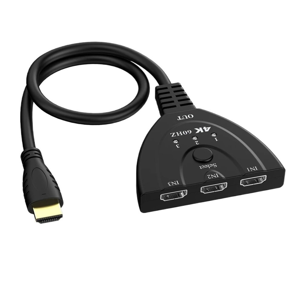 3 Port HDMI Switch 3x1 3 in 1 Out HDMI Switcher with USB Power Cable Pigtail Converter Cable TV Box Monitor Pro(4K60HZ)