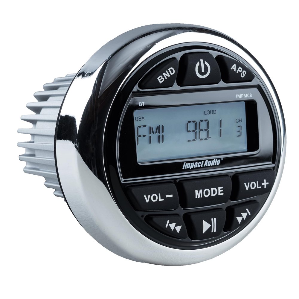 Impact Audio Weather-Resistant Gauge-Style Media Center with BT