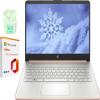 HP 14" LED Business Laptop Computer, Intel Quad-Core N4120, Windows 11 S Laptop with 1-Year Microsoft Office 365, PLUSERA Earphones (Rose Gold, 16GB RAM | 64GB eMMC+256GB SD Card) view 1