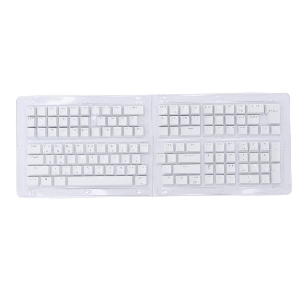 Korean Keycaps, 132 Keys Custom Keyboard Keycaps ABS OEM Height Matte Finish DIY Keycaps for 61 62 64 68 84 87 104 108 Mechanical Keyboards (White)