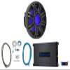 Audiosavings Bundle: Kicker 51MWF124 12" 450W RMS Marine Boat Free Air Subwoofer 4-Ohm Sub Bundle with Rockville 3000W Peak/750w RMS Mono Marine Amplifier 2 Ohm Amp, Amp Install Wire Kit (3 Items) view 1