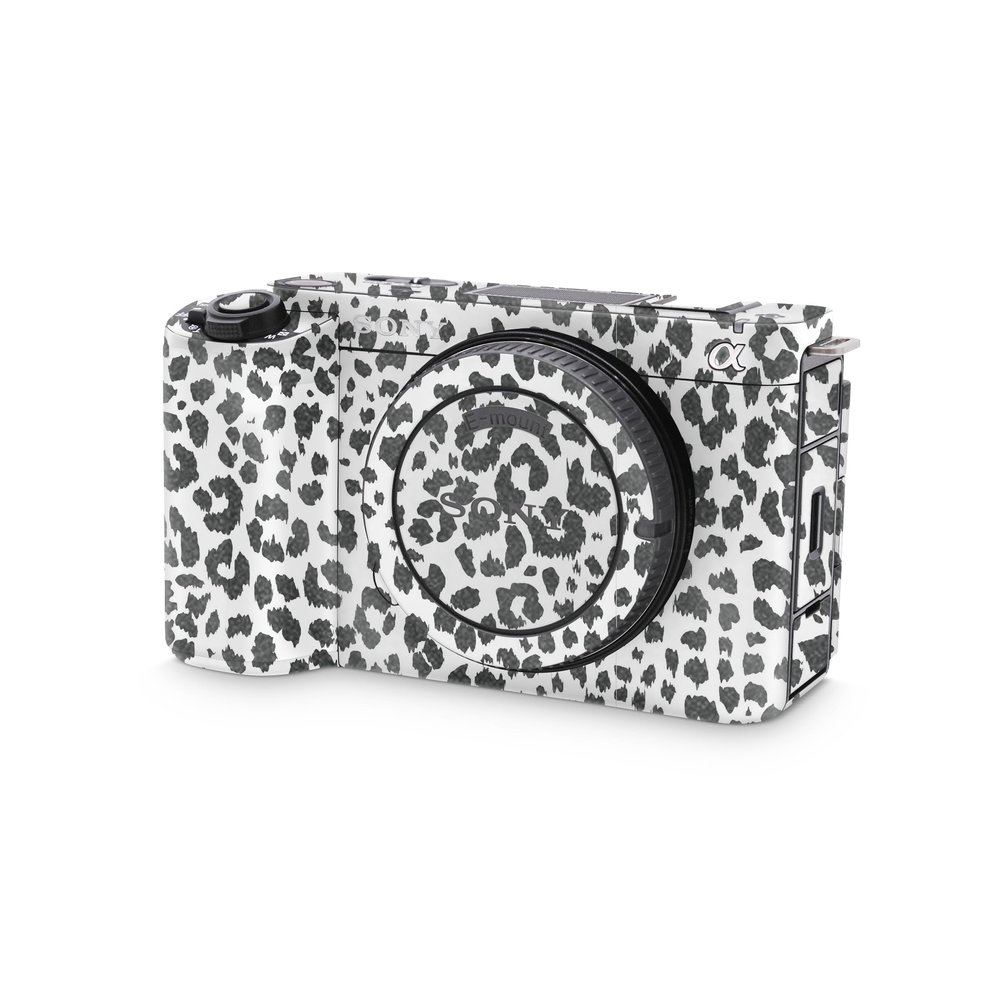 Glossy Glitter Camera Skin Compatible with Sony ZV-E1 Camera (2023) - Snow Leopard Print - Premium 3M Vinyl Protective Wrap Decal Cover - Easy to Apply | Crafted in The USA by MightySkins
