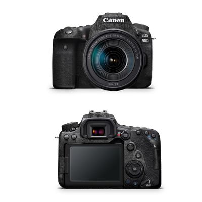 Camera Skin Compatible with Canon EOS 90D Camera (2019) - Black Leather - Premium 3M Vinyl Protective Wrap Decal Cover - Easy to Apply | Crafted in The USA by MightySkins