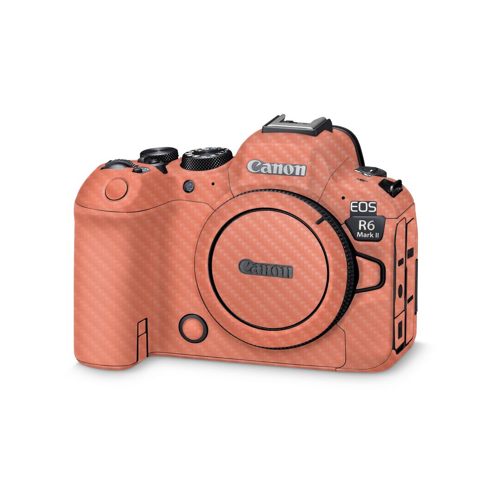 Carbon Fiber Camera Skin Compatible with Canon EOS R6 Mark II Camera (2022) - Solid Salmon - Premium 3M Vinyl Protective Wrap Decal Cover - Easy to Apply | Crafted in The USA by MightySkins