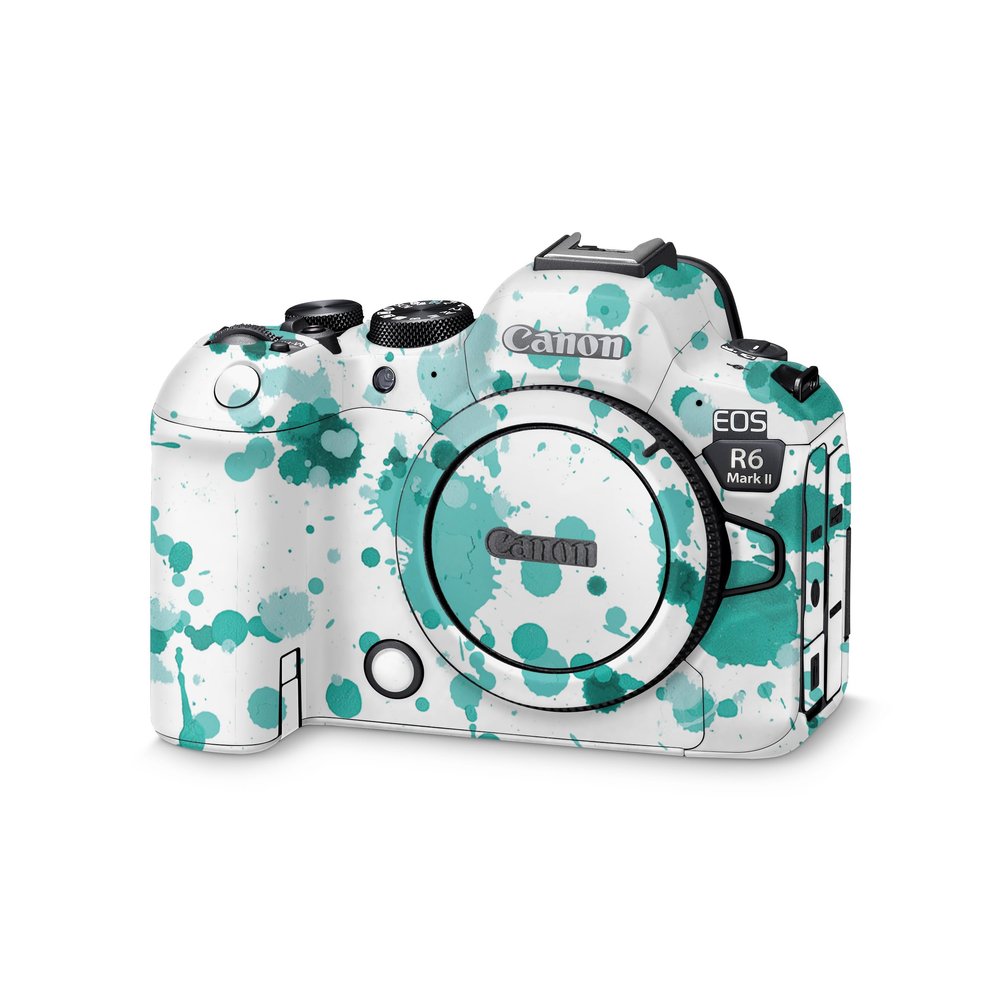 Camera Skin Compatible with Canon EOS R6 Mark II Camera (2022) - Teal Splatter - Premium 3M Vinyl Protective Wrap Decal Cover - Easy to Apply | Crafted in The USA by MightySkins