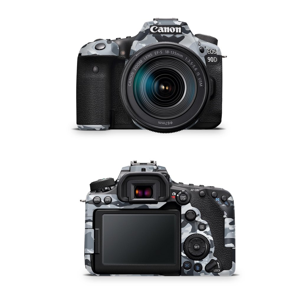 Camera Skin Compatible with Canon EOS 90D Camera (2019) - Gray Camouflage - Premium 3M Vinyl Protective Wrap Decal Cover - Easy to Apply | Crafted in The USA by MightySkins