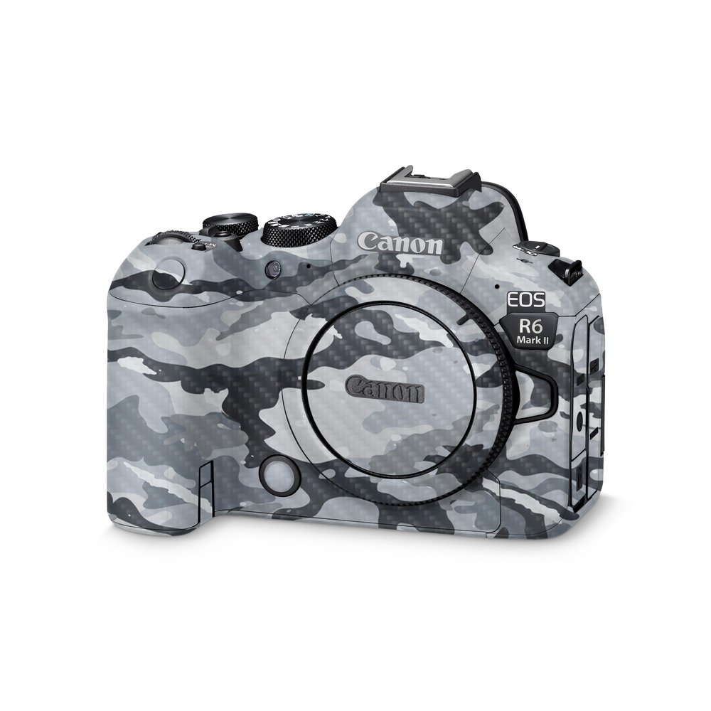 Carbon Fiber Camera Skin Compatible with Canon EOS R6 Mark II Camera (2022) - Gray Camouflage - Premium 3M Vinyl Protective Wrap Decal Cover - Easy to Apply | Crafted in The USA by MightySkins