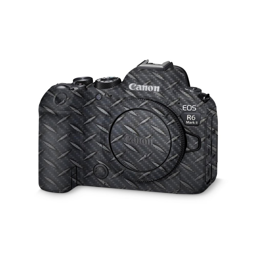 Carbon Fiber Camera Skin Compatible with Canon EOS R6 Mark II Camera (2022) - Black Diamond Plate - Premium 3M Vinyl Protective Wrap Decal Cover - Easy to Apply | Crafted in The USA by MightySkins