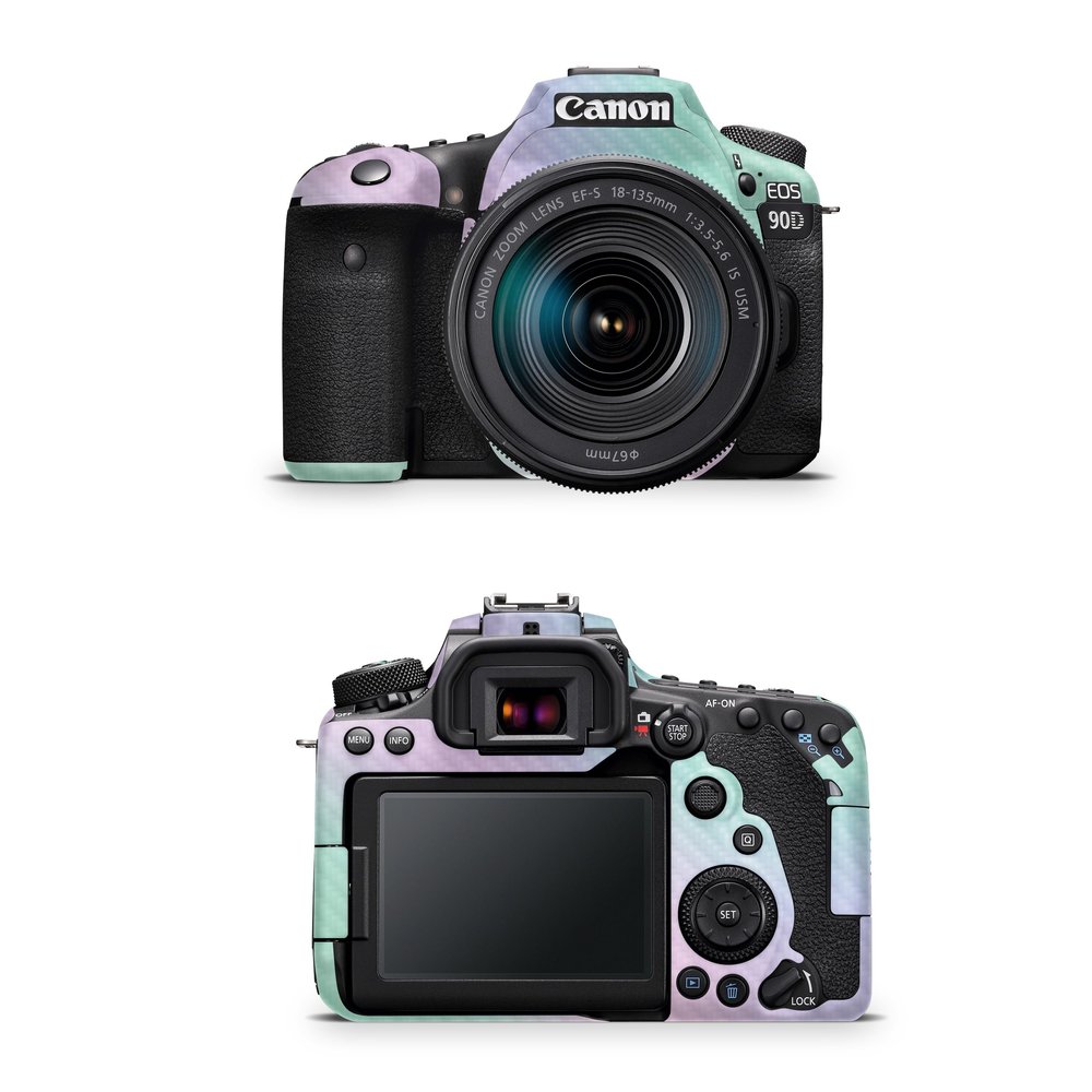 Carbon Fiber Camera Skin Compatible with Canon EOS 90D Camera (2019) - Cotton Candy - Premium 3M Vinyl Protective Wrap Decal Cover - Easy to Apply | Crafted in The USA by MightySkins